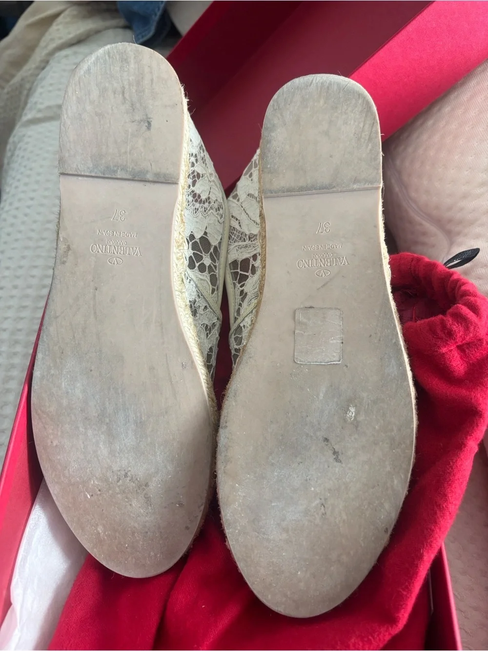 Valentino Ivory Floral Lace Espadrille Flats